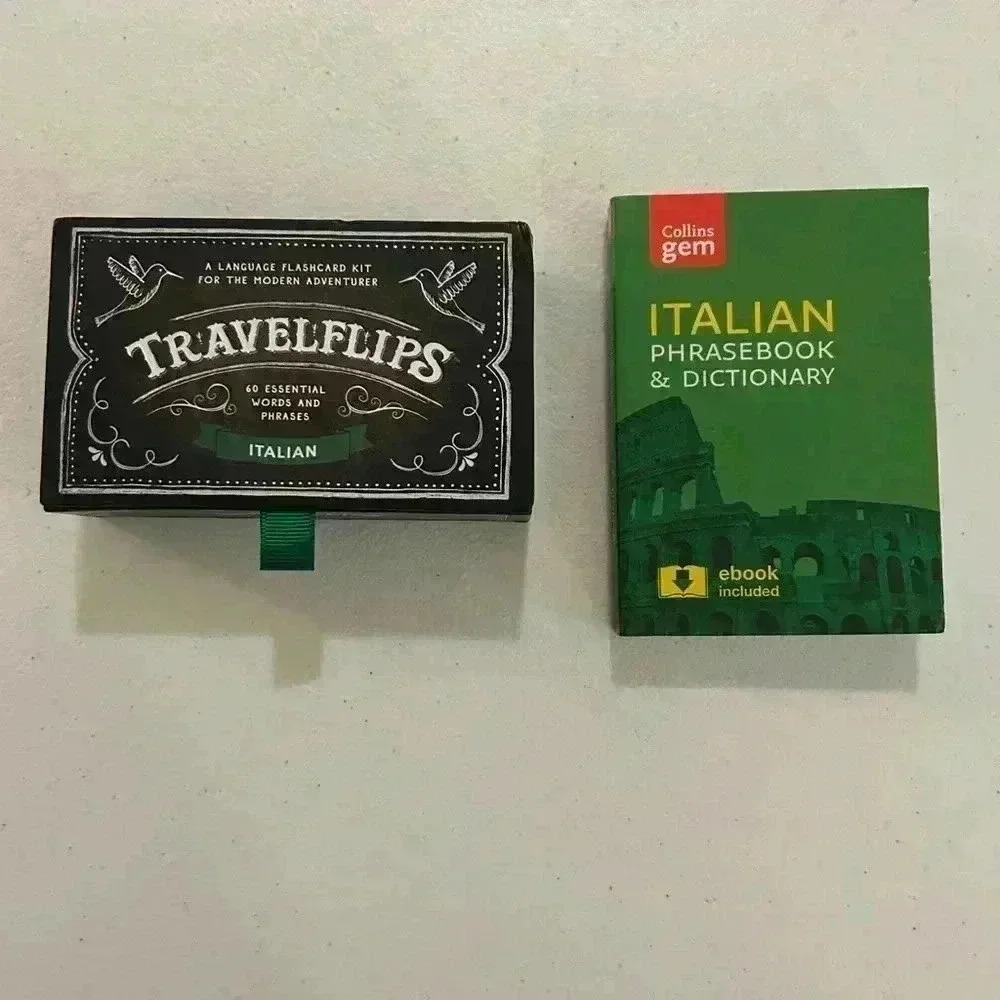 Travelflips Italian Flip Cards. Collin’s Gem Italian Phrasebook and Dictionary.